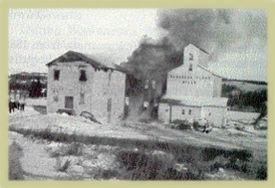Picture of mill buring in 1949