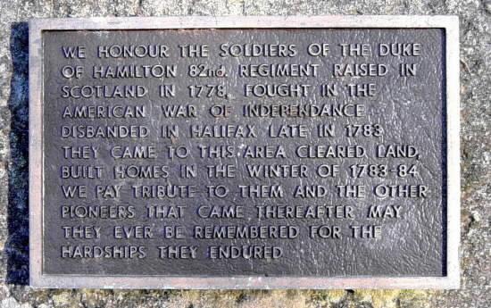 Little Harbour: 82nd Regiment plaque