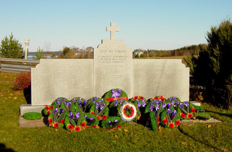 River John: war memorial monument, after Rememberance Day 2005