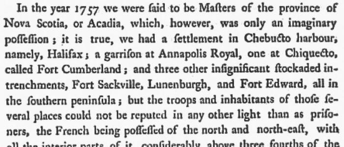 Nova Scotia was only an imaginary possession in 1757
