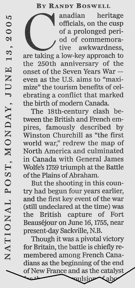 clipping: National Post, page A8, 13 June 2005
