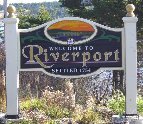 Sign: Riverport, settled 1754