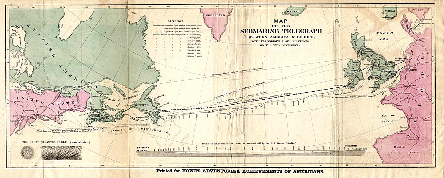 Map of the 1858 Atlantic Telegraph Cable