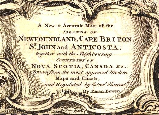 Nova Scotia: Title of 1747 map of Nova Scotia