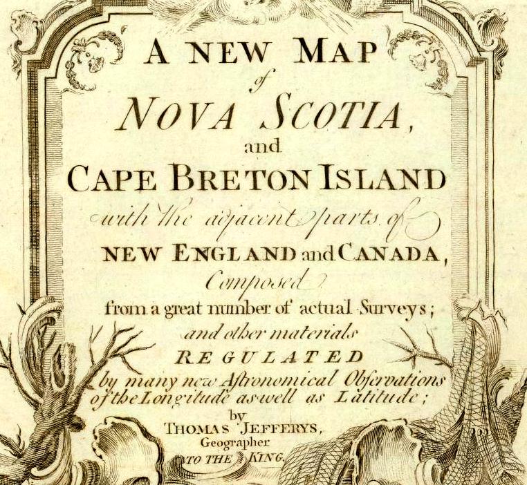 Nova Scotia: Title of 1776 map of Nova Scotia