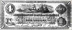 $4 bill issued by the Merchants Bank of Halifax