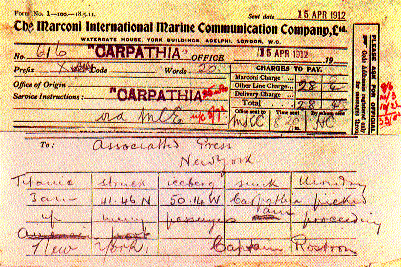 Telegram 1912 Titanic