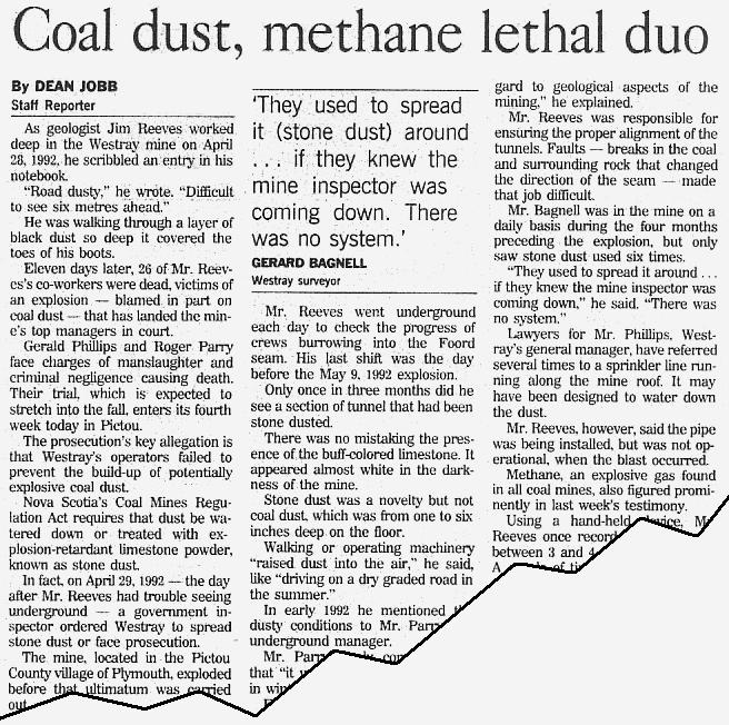 Coal Dust and Methane Lethal Duo, Halifax Chronicle-Herald, 6 March 1995