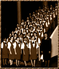 Barbara Clark pictured with the Chamber Choir