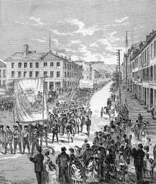 The Nine-Hour march in Hamilton, May 15, 1872 (from the Canadian Illustrated News)
