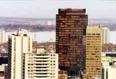 The Stelco Tower, downtown Hamilton (1978) (large, brown building) (click for a closer look)