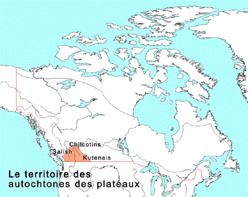 Carte, le territoire des autochtones des plateaux