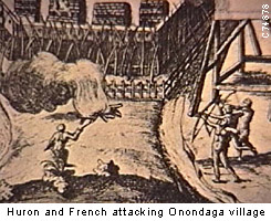 Huron and French attacking Onondaga village