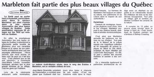 (Les Actualités publié par Corporation Sun Media, une compagnie de Quebecor, 2 juin 2001)