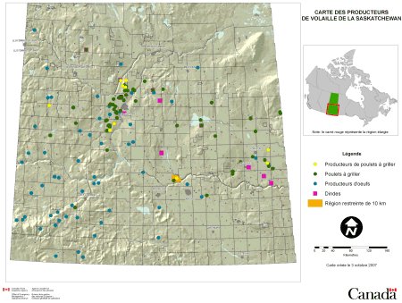 Carte: Producteurs de volaille de la Saskatchewan