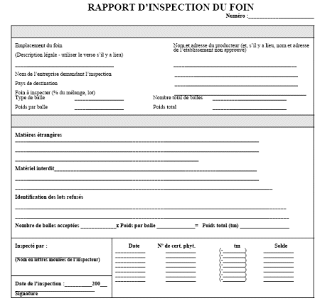 Rapport d'Inspection du Foin