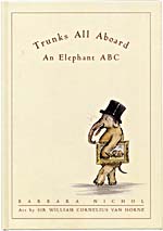 Cover of book, TRUNKS ALL ABOARD: AN ELEPHANT ABC