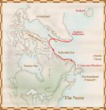 Map showing the Vikings' voyage from Greenland to Newfoundland in the eleventh century