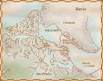 Carte du premier voyage de Davis, du 7 juin au 30 septembre 1585