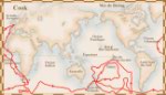 Carte du deuxième voyage de James Cook, du 13 juillet 1772 au 29 juillet 1775; il tente de découvrir s'il y a de la terre au pôle Sud