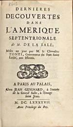 Image: Title page of de Tonti's account of La Salle's voyages