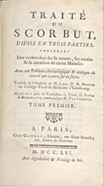 Image: Title page of the French translation of Lind's "Treatise on the Scurvy"