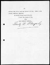 Lettre d'Emily Murphy au sous-ministre de la Justice, 28 décembre 1927
