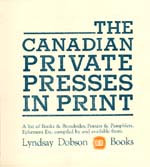 Page de titre du livre THE  CANADIAN PRIVATE PRESSES IN PRINT