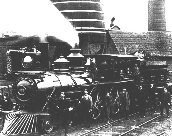 Locomotive 377 at Richmond, Quebec ca. 1880