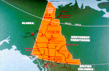 Map showing location of the Old Crow Community within the  Yukon Territory