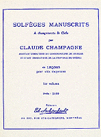 Page couverture d'un volume d'exercises de solfège par Claude Champagne, 1958