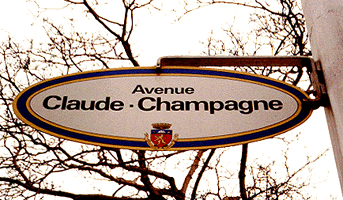 Picture of the street sign for the Avenue Claude-Champagne, March 30, 1990