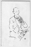 Sketch of Claude Champagne by Arthur Lismer, February 18, 1963