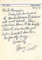Lettre du compositeur Henry Cowell, 1er août 1953