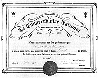 Diploma with honours (piano) June 25, 1909