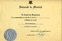 Claude Champagne reçoit le titre de professeur honoraire, le 3 décembre 1956