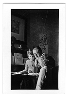 Photo of Claude Champagne and daughters Monique and Jacqueline, circa 1932