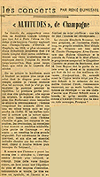 Article de René Dumesnil sur Altitude de Claude Champagne, 26 février 1964