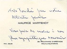 Note from M. Martenot