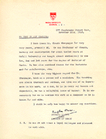 Lettre de recommandation de Douglas Clarke, 22 novembre 1948