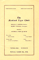 Programme du Quatuor à cordes de Montréal le 30 mars 1936