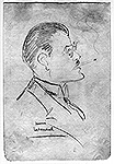 Pencil sketch portrait of Claude Champagne by Henri Letondal, April 13, 1927