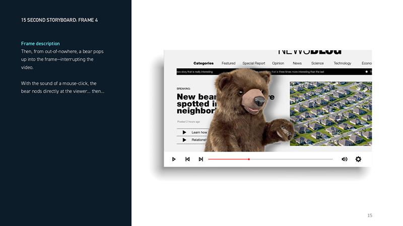 15 Second Storyboard, Frame 4. Text version below.