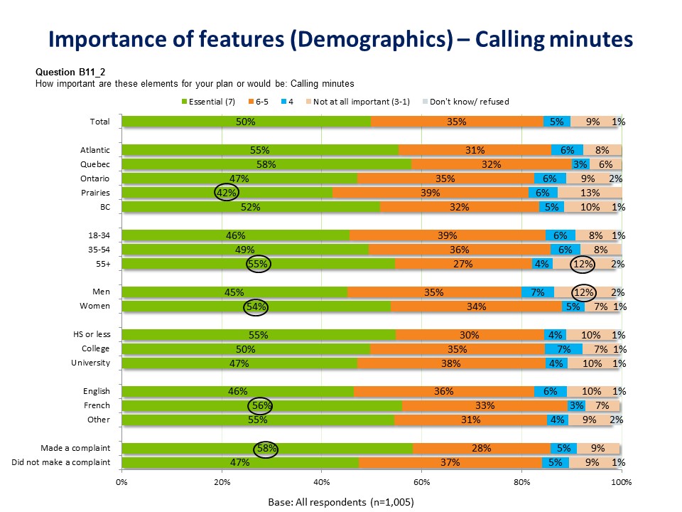 Importance of features (Demographics) - Calling Minutes