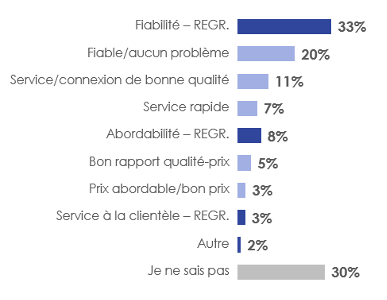 Figure 2: Raison(s) positive(s) de la satisfaction à l'égard du service du fournisseur Internet
