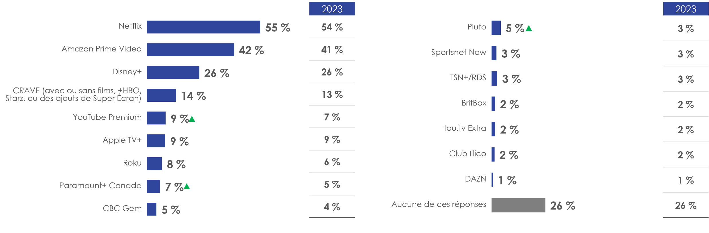 Figure 31: Fournisseur(s) de services de diffusion vidéo en continu 