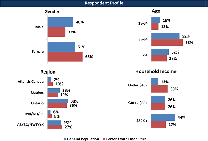The summary of respondent profiles by gender, age, region, and household income. Details follow this image.