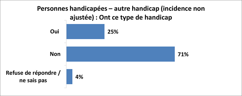 Un graphique illustre les résultats de l’enquête pour les personnes souffrant d’autres handicaps (incidence non ajustée). Les détails suivent cette image.