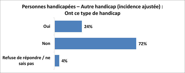 Un graphique illustre les résultats de l’enquête pour les personnes ayant d’autres handicaps (incidence ajustée). Les détails suivent cette image.