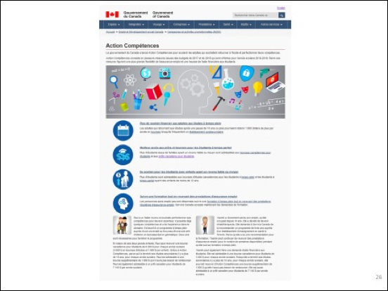 L’image ci-dessus présente une partie de la page Web Action Compétences d’EDSC.